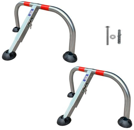 ADO - Barrera para aparcamiento abatible manual con cerradura Ossa y tres puntos de anchaje, barreras para parking para reservar su plaza de aparcamiento (2- Barreras)