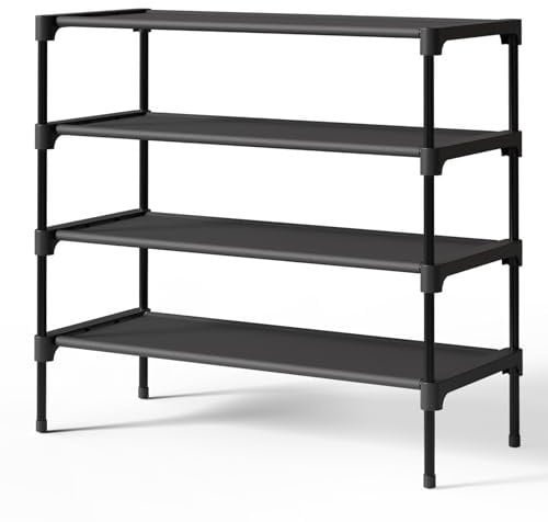 Kitsure Schuhregal für den Eingangsbereich - Stabiler & langlebiger Schuhschrank für den Schrank, platzsparendes schuhablage, 70 x 30 x 62 cm, Black, 4122