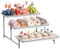 3-Tier Melamine Serving Tray Set, 36cm*18cm Platters for Serving Food, White Reusable Trays with Black Metal Display Stand for Cupcakes, Sevring Food, Dessert, Fruit, Cookie, Black