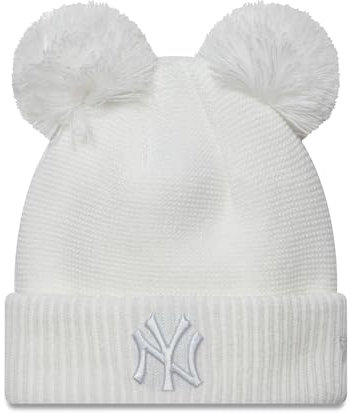 New Era New York Yankees Mütze Winter Bommel Baseball NY Frau Mädchen weiß - One-Size