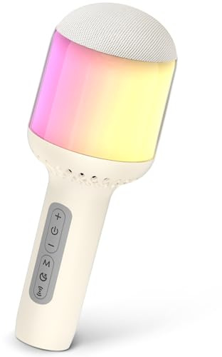 Karaoke Microphones Wireless for Kids Adults, Bluetooth Singing Microphone with Dynamic LED Lights, Portable Karaoke Mic, Duet Singing, Ideal for Christmas Kids Gift/Party/KTV, Support Phone/Tablet/TV