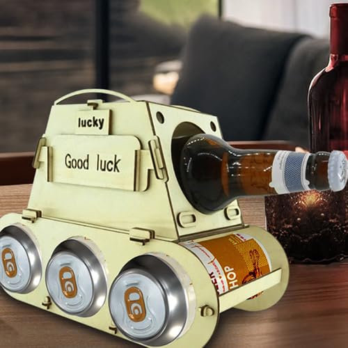 KunpengZen Porte Bouteille Bois - Cadeau Anniversaire Original pour Homme, Porte Bouteille Design en Bois pour Bière et Vin, Idée Cadeau Amusant et Pratique
