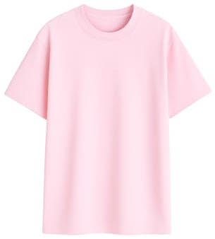 T-shirts à manches courtes pour homme et femme | T-shirt à col rond 100 % coton peigné, rose pastel, S (grand)