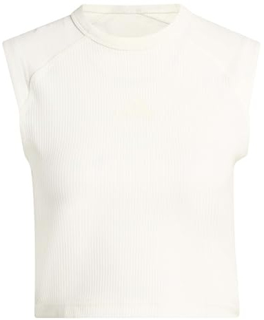 adidas Women's All SZN Rib Tank, Off White, L