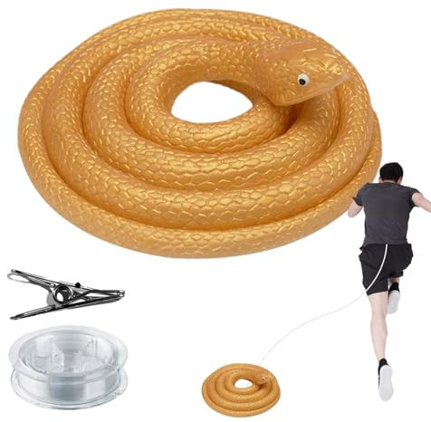 Fouet de serpent réaliste avec cordon de serrage et , kit de farce en silicone avec fermeture à clip pour le golf et les blagues, pour Halloween, poisson d'avril et anniversaires