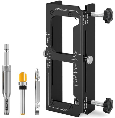 Door Hinge Jig, Aluminum Alloy Door Hinge Template Kit for Router, Adjustable Mortise Jig
