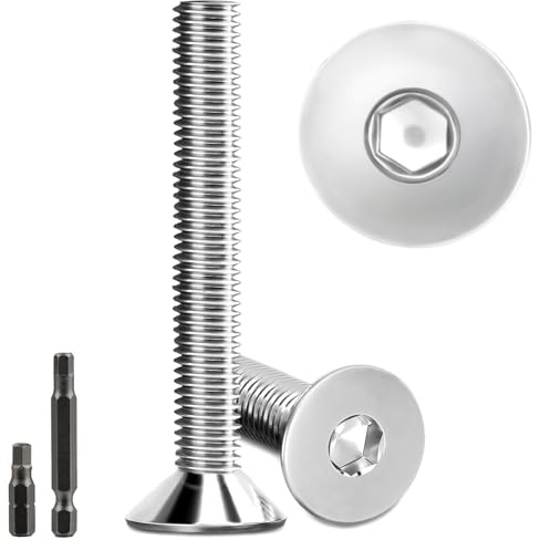 Lot de 10 vis à tête fraisée M8 x 80 mm en acier inoxydable à six pans creux M8 Vis en acier inoxydable DIN 7991/ISO 10642 Vis à tête fraisée à embase vis filetées vis à tête fraisée avec 2 embouts de
