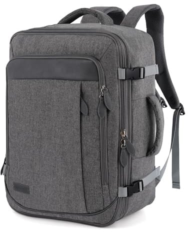 TANTOMI 43.5L Expandable Travel Backpack, Large Ryanair Cabin Bags 51 x 37 x 18 cm for Overhead Bin Hand Luggage Backpack Womens Mens, Cabin Bag Flight Approved Travel Bag with Waterproof Compartment