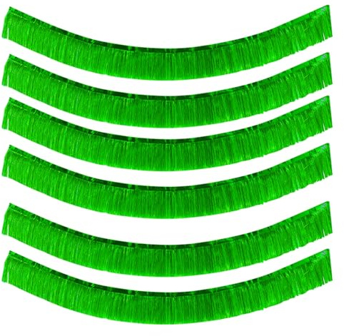 Yuragim 6 Stück Grün Fransen Girlande Metallic, Einzelleiste 3m x 30m Lametta Girlande Grüne Folien Fringe Garland Wall Hanging Dekoration für Weihnachten Geburstag Karneval Hochzeit Party Deko