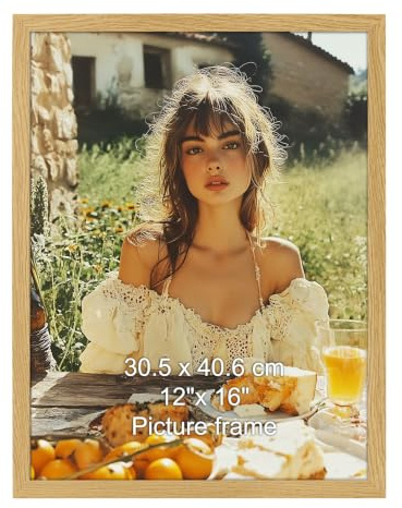 Vasemouh Bilderrahmen 30x40 cm, 1 Stück, Stabiler MDF Rahmen, Wandmontage, Ideal für große Fotos und Kunstwerke, Natürliche Holzoptik