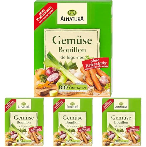 Alnatura Bio Gemüsebouillon ohne Hefe, 6 Würfel, 66g (Packung mit 4)
