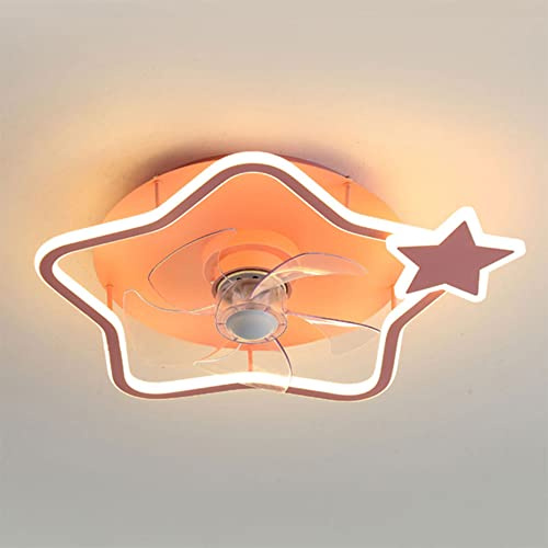 WXPXYBF Ventilador de Techo Rosa con luz, lámpara de araña LED silenciosa de 18 dB con Control Remoto, 3 velocidades de circulación de Aire para Dormitorio, habitación Infantil, decoración Moderna.