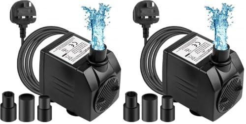 BARST 350L/H Submersible Water Pump (Pack of 2) | Adjustable Flow Ultra Quiet for Fountains, Pond, Pool, Aquarium, Fish Tank, Hydroponics, Statuary