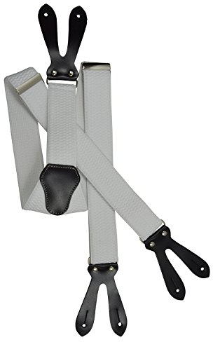 Olata Y Hosenträger zum Knöpfen – extra breite Hosenträger – 4 cm. Weiß