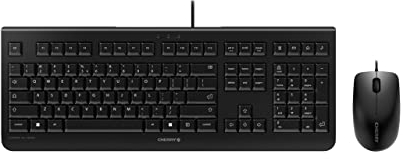CHERRY DC 2000, Wired Desktop Set, Italian Layout (QWERTY), Plug & Play via 1 USB Port, Flat Design, Symmetrical Mouse, Black
