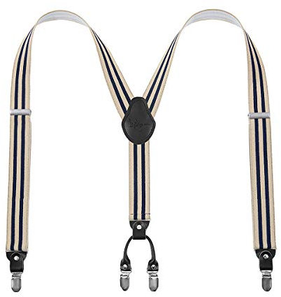 Lafayon Mens Braces 4 Clips Y-Back 3.5 cm Wide Heavy Duty Adjustable Elastic Braces for Men Trousers with Strong Metal Clips