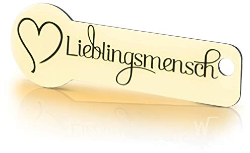 Einkaufswagenlöser ® Lieblingsmensch® beige/Schlüsselanhänger Einkaufschip mit Schlüsselfundservice/Abziehbarer Einkaufswagenchip Metall, Chip Einkaufswagen, Key Finder / 1 Stück