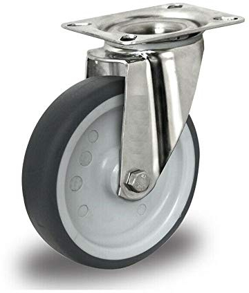 Transportrollen Edelstahl 80mm Lenkrolle Gummi Rad Edelstahlrollen