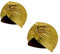 Hut mit Plisseekopf, Turban, Indien, Kapuze, arabisch, Festival, Vintage, einfarbig, Unisex, Gold x2, One size