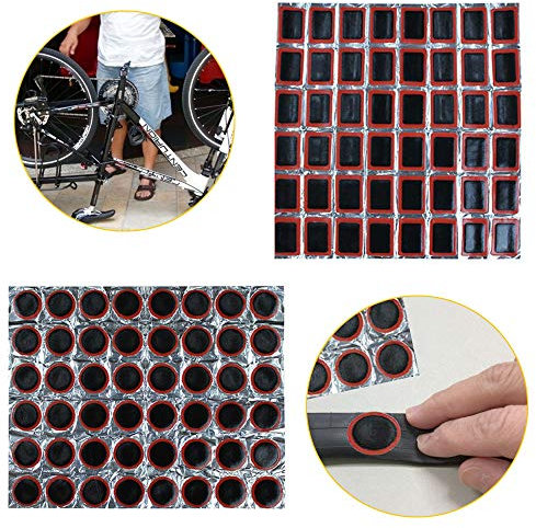 Shuxy 96pcs Bike Tire Repair Kit Bicycle Tire Patch Hardened Levers Not Self-Adhesive Rubber Patch Outdoor Cycling Bicycle Tire Lever Rasp Tool for All Inflatable Inner Tubes in Road Emergency