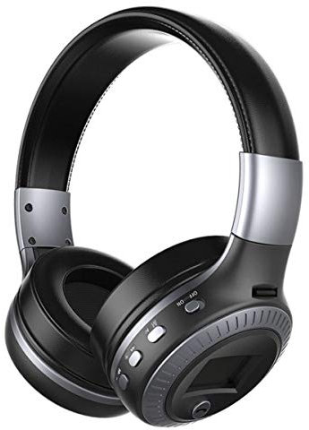 Auriculares Bluetooth inalámbricos 5.0 con micrófono, cancelación de ruido, auriculares supraaurales con tarjeta TF, radio FM y luz LED para teléfonos celulares y todos los dispositivos habilitados