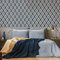 Fresco Blue/White Ikat Geometric Weave Wallpaper | Unique Design Wallcovering | Eco-Friendly Wallpaper