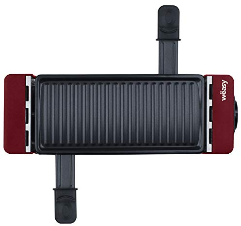 Image du produit Wëasy Appareil à Raclette 2 Personnes TAK12, Multifonction 2 en 1 Raclette et Grill, Connectable avec TIK12 et Jusqu'à 4 Appareils, Antiadhésif, Rouge