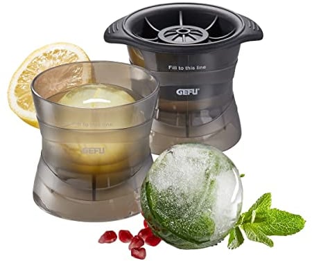 GEFU Eiskugelform GLOBE, 2 Stück – für runde Jumbo Eiswürfel, Silikon, BPA frei, Durchmesser 6 cm, XXL Eiskugelformer, für Cocktails, Eiskaffee, Säfte, Whisky, Gin