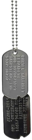 Margaret Elizabeth 'Peggy' Carter WWII Stil Militärische Erkennungsmarken – gekerbt vor 1965 WW2 – Edelstahl – Kette enthalten