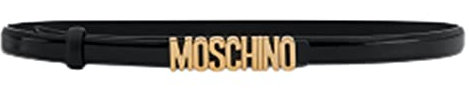 Moschino Ledergürtel schwarz lackiert mit kleinem goldenen Logo Gr. 46