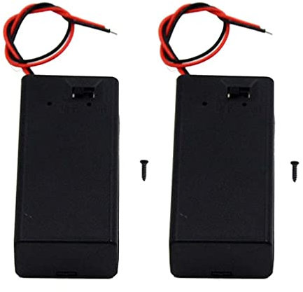 LampVPath (Pack of 2 9v Battery Holder, 9 Volt Battery Holder with Switch, 9v Battery Case with Switch