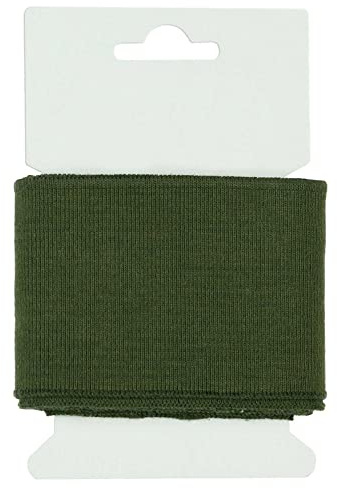 Cuff Bündchen Öko-Tex 135x7cm Strickbündchen Baumwolle in 50 Farben erhältlich, Farbe:055 - armeegrün