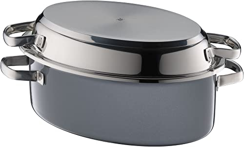 WMF Fusiontec Mineral Multi-Bräter 38 cm, Perfektes Braten, Homogene Kochergebnisse, Kratzfest, Einfache Reinigung, Backofengeeignet, Multifunktionsdeckel aus Edelstahl, Platinum