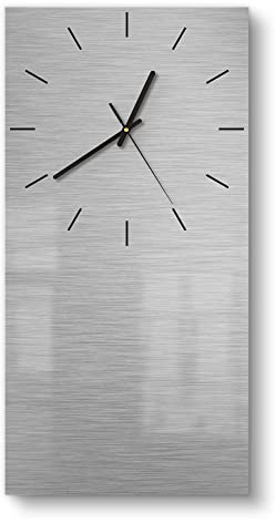 DEQORI Glasuhr | horizontal 30x60 cm | Motiv Gebürsteter Stahl | große XXL Design Uhr aus Glas | leise Wanduhr für Wohnzimmer & Küche | moderne Hingucker Uhr für die Wand
