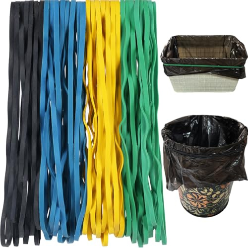 AMUU Gummibänder für Mülleimer, groß, flach gefaltet, Länge 30,5 cm, 40 Stück, passend für 8–33 Gallonen Mülleimer, robuste elastische Gummibänder für Aktenordner, Büro, Heimbedarf