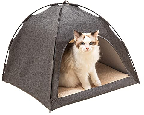 Cosiki Katzenzelt, Katzenbett Lüften, Großer Raum, Bequem, Tragbar, Stabil, Weich Im Freien (Grau)