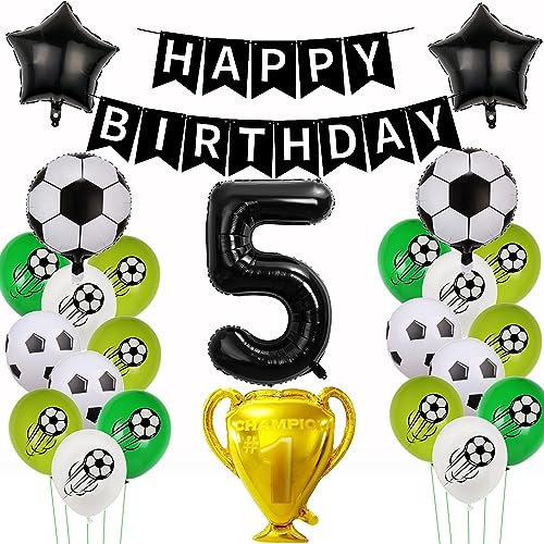 Fußball Luftballon 5. Geburtstag, Fußball 5 Geburtstag Deko, Fußball Deko Jungen 5 Jahre,Fussball Thema Party 5 Jahr, 5 Ballon, Geburtstagsdeko Jungen 5 Jahr