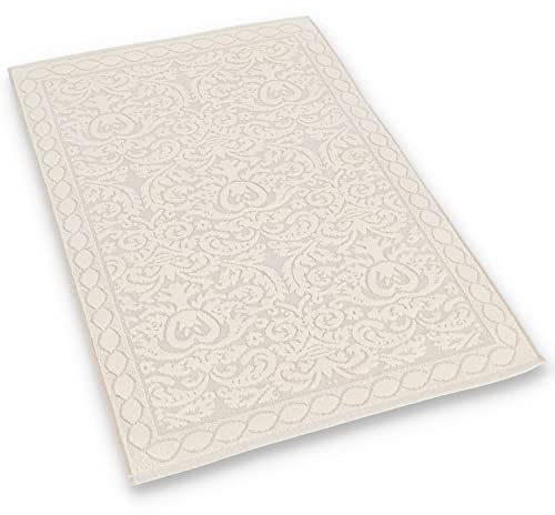 Casatessile Tappeto da Bagno Spugna Cotone Rebecca Lungo, Medio o Tappetino Scendi Doccia - Beige, 60x90 cm.
