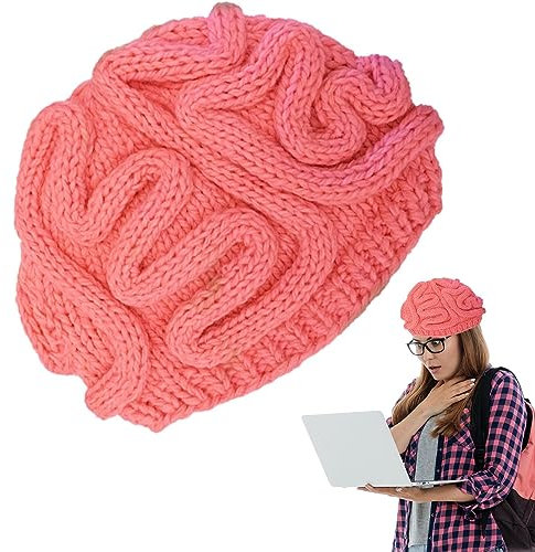 Anloximt Gestrickte Gehirnmütze - Halloween Strickmütze | Einzigartige Gehirn-Design-Mütze mit elastischer Passform, warme und Bequeme Mütze für Damen und Herren
