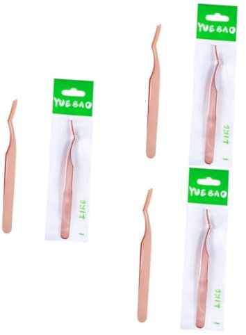 FOMIYES 6 Pcs Eyelashes Tweezer Professional Tweezers Lash Tool Lash Extension Applicator Lash Extension Tweezers Eyebrow Clip Curved Tip Tweezers Metal Eyelash Tweezers Pearlescent Miss