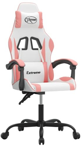 vidaXL Sedia da Gaming Girevole Bianco e Rosa in Similpelle