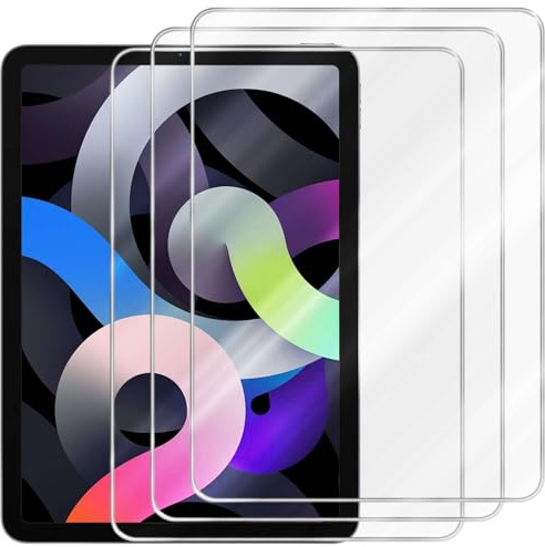 Cadorabo 3x Tablet Panzer Schutz Glas für Apple iPad AIR 4 (10.9 Zoll) - 3 Stück Schutzfolie in Ultra-Klar Hüllen freundlich - Gehärtetes (Tempered) Glas Dipslayschutz Folie in 9H Härte Anti Kratzer
