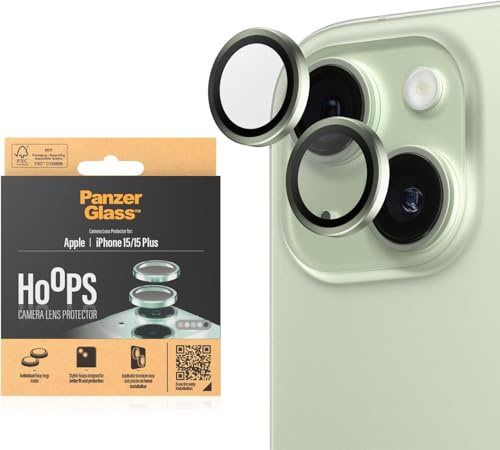 PanzerGlass™ Hoops Kameraobjektivschutz für das Apple iPhone 15 | 15 Plus - Schutz mit Stil, stoßfestes Glas, grün