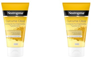 Neutrogena Curcuma Clear Gesichtscreme, Beruhigende Feuchtigkeitscreme, ölfrei, für unreine sensible Haut, 75ml (Packung mit 2)