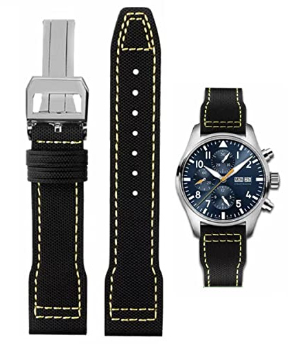 HEYOZURY Uhrenarmband für IWC Uhr Nylon Canvas Armband 20mm 21mm 22mm Ersatzband aus Echtem Ersatz Armband Faltschnalle Strap Original for Für IWC Pilot Portugal Serie für Männer