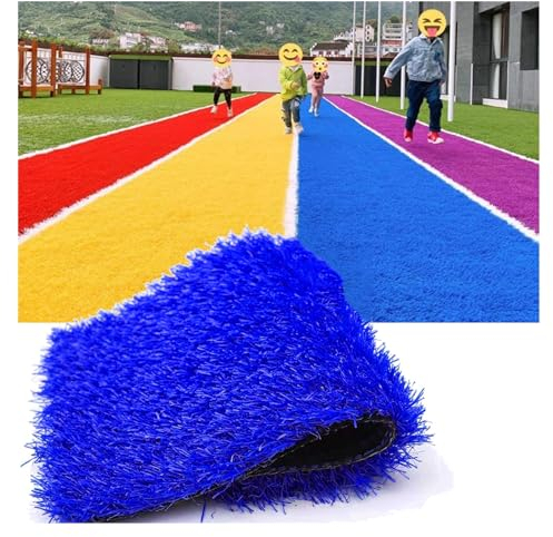 XILYZMO Rasenteppich, Draussen Deko-Synthetik Grasmatte, 1,18 Zoll Florhöhe Terrasse Grasteppich, Automatische Entwässerung Synthetik Grasmatte Für Garten Haustiere (Farbe : Blau, Größe : 20x20in)