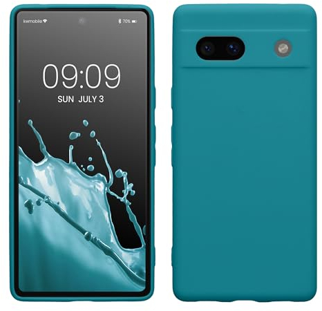 kwmobile Custodia Compatibile con Google Pixel 7a Cover - Back Case per Smartphone in Silicone TPU - Protezione Gommata - petrolio matt
