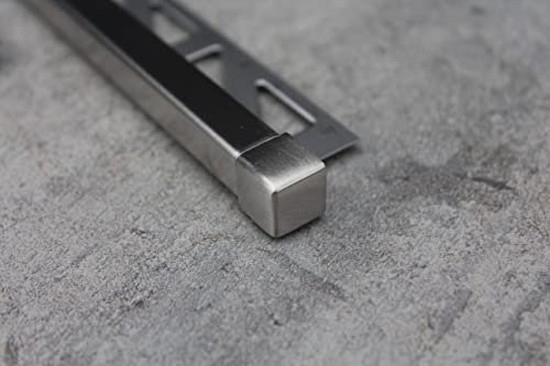 10x Edelstahlschiene Quadratprofil gebürstet Fliesenschiene L250cm V2A (Höhe 12,5mm)