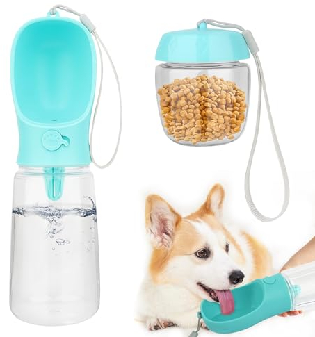 RISVOWO Bouteille d'eau pour Chien Chat, 550ml Gourde Chien, Gourde pour Chien Promenade Con 100ML Coupe Alimentaire, Gamelle de Voyage pour Chien pour Animal de Compagnie en Plein air