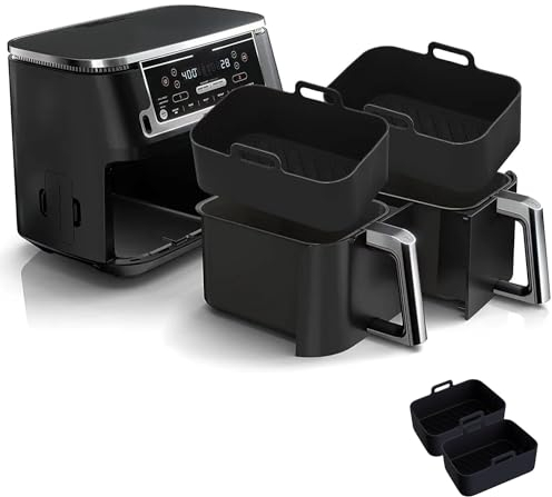 TREATY Silicone Air Fryer Liner Reusable-Food Grade Air Fryer Silicone Liners Reusable-Greaseproof Silicone Liners for Air Fryer Baskets (Black)
